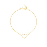 14k Yellow Gold Open Heart Bracelet